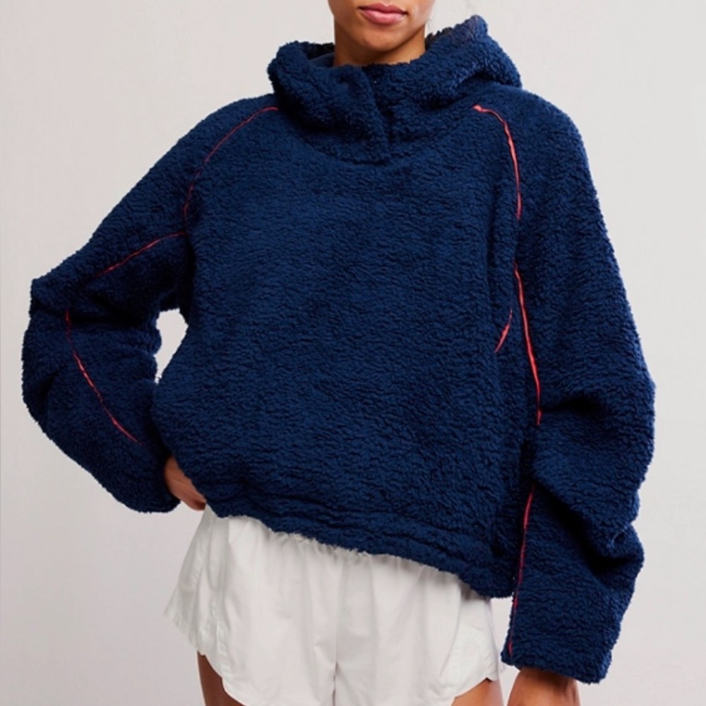 NWT Free People FP Movement Free Flow Fleece Pullover in Midnight Navy Blue